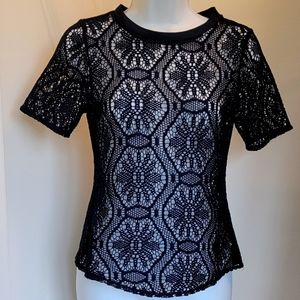 Banana Republic Navy Lace Top Sz: XXSP